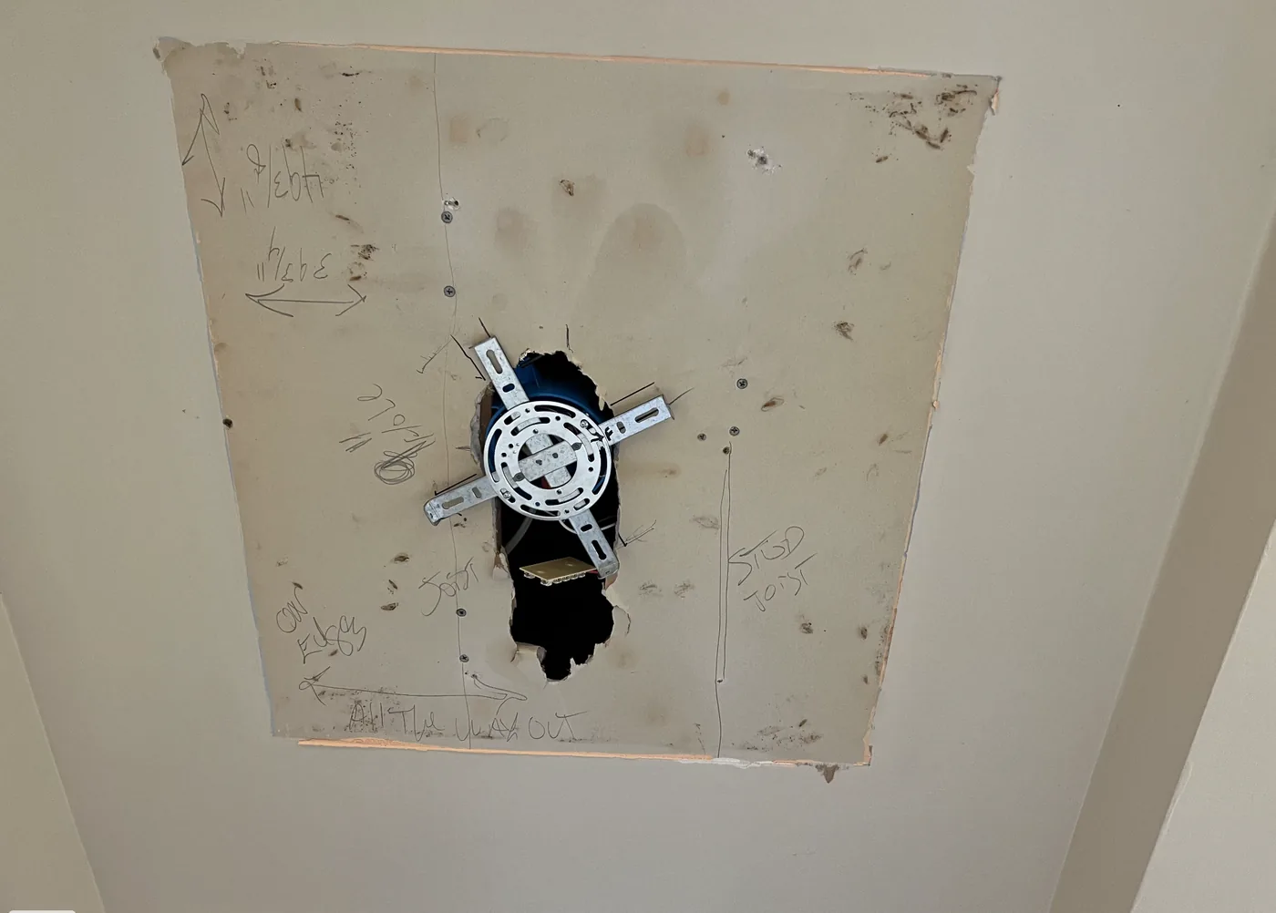 Before custom tray ceiling installation NEPA - unfinished ceiling