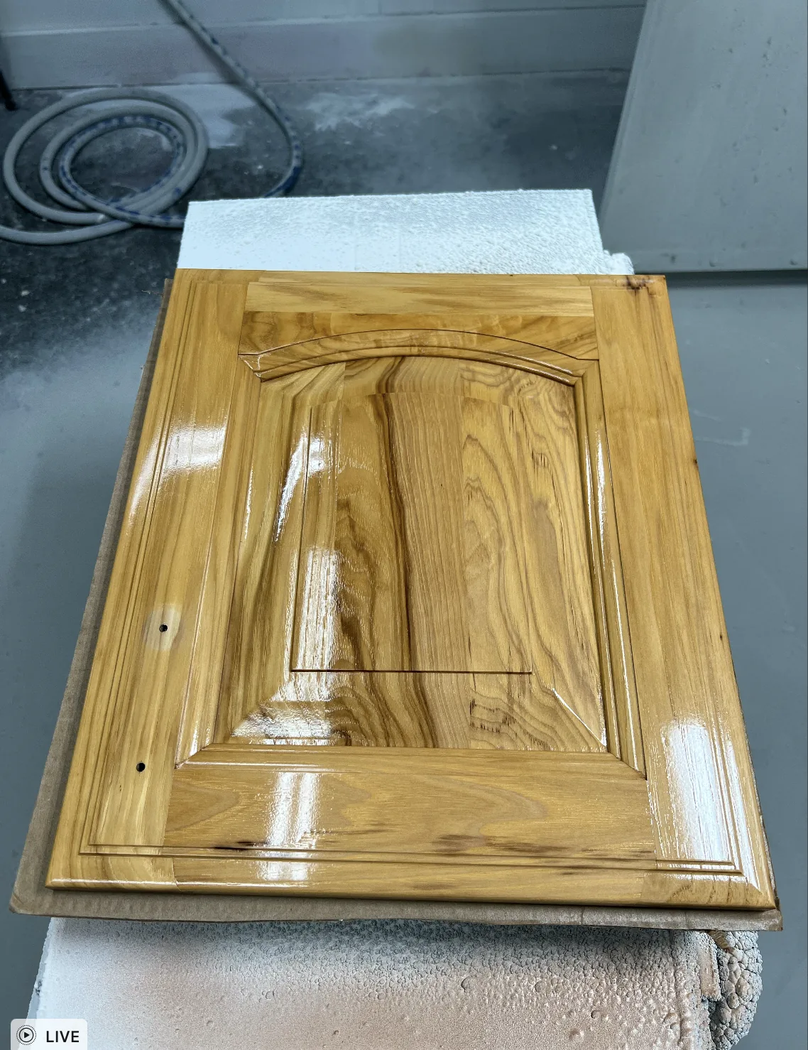 Before hickory cabinet refinishing NEPA - yellowed sun damage